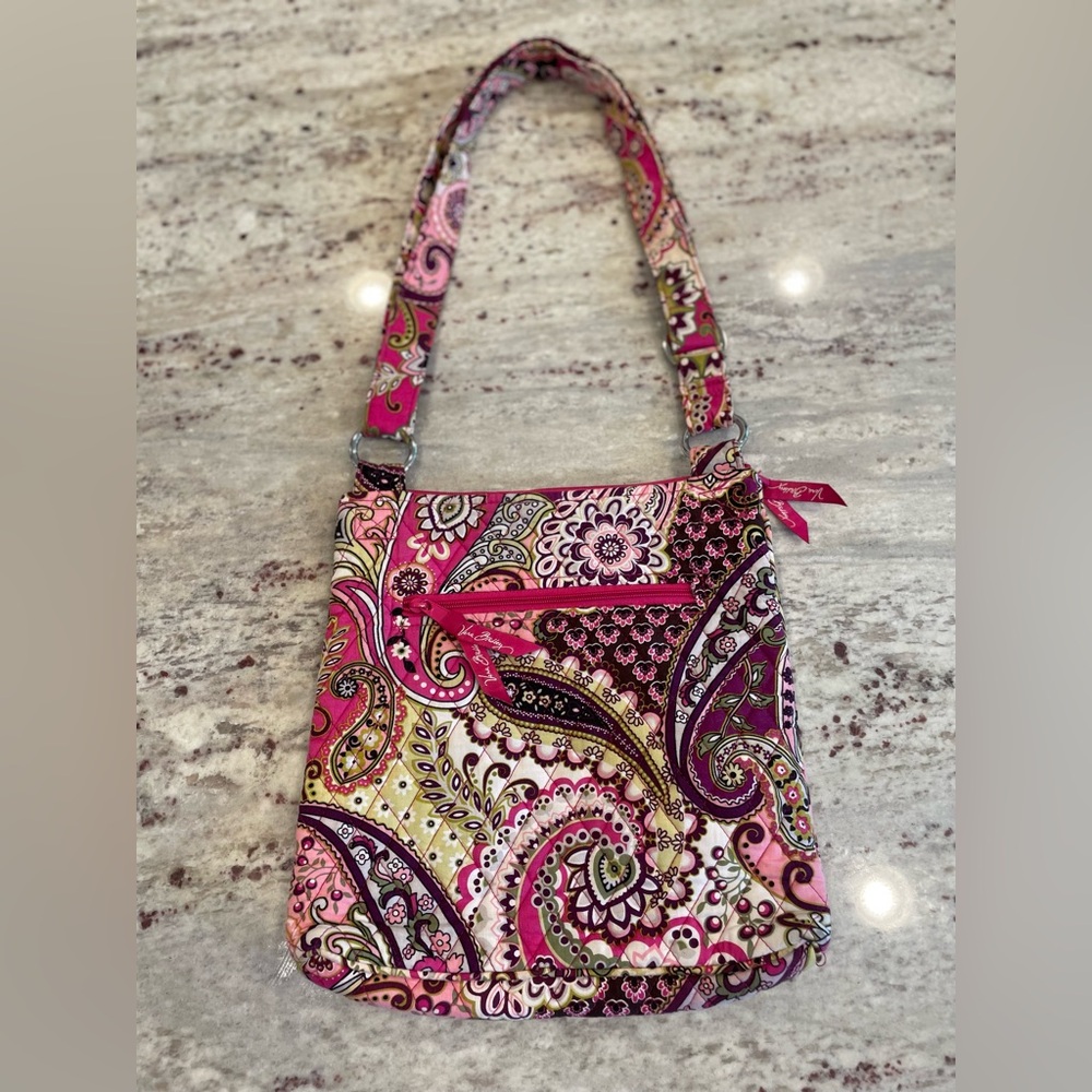 Vera Bradley Crossbody Hipster Paisley Pink and Purple Bag.  EUC.
